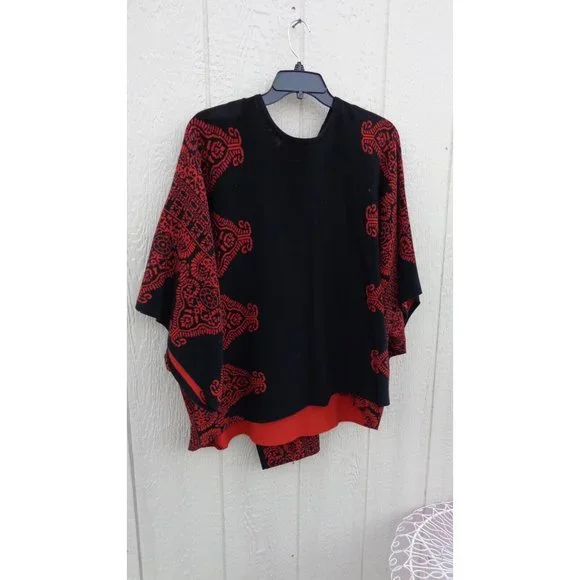John Mark Rust Black Pullover Poncho W Extra Scarf Platinum 2X 3X NWT $129 - Picture 3 of 13